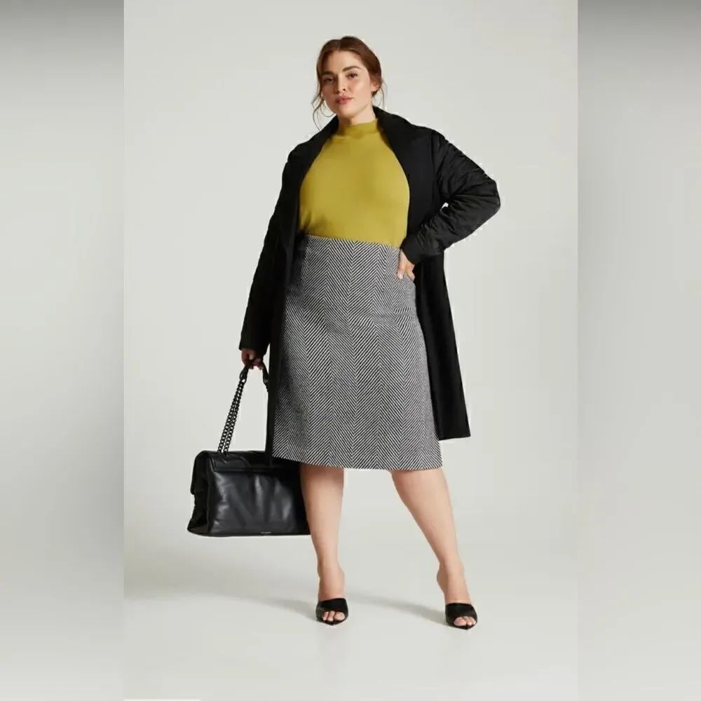 Halogen Herringbone High Waist Pencil Skirt